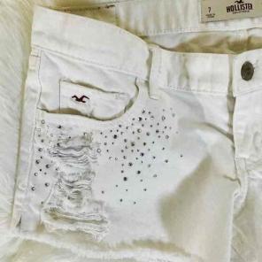 Hollister White Destroyed CutOff Shorts