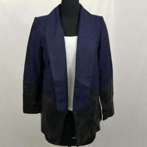 Navy Black Mixed Material Blazer Size 12