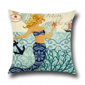 Mermaid Throw Pillow, New Approx 18"x18"
