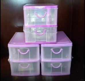 4/ea Cute Mini 2-Drawer Storage Boxes