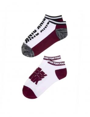 VS PINK 2 Low Show Socks Black Orchid