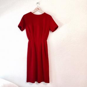 Vintage Midi Dress Red 100% Wool small