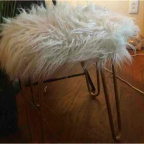 White fur stool chair