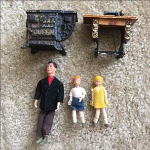 Vintage Dolls with Dollhouse Furniture