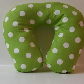 Large White Dots on Lime Neck Pillow