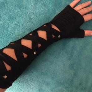 NEW Black Fingerless Goth Gloves Armwarm