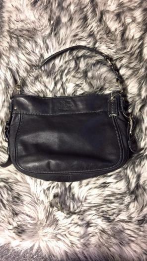 Coach "Zoe" Black Leather Hobo Bag