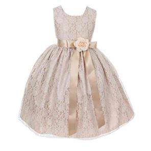 Size 4T champagne and lace dress