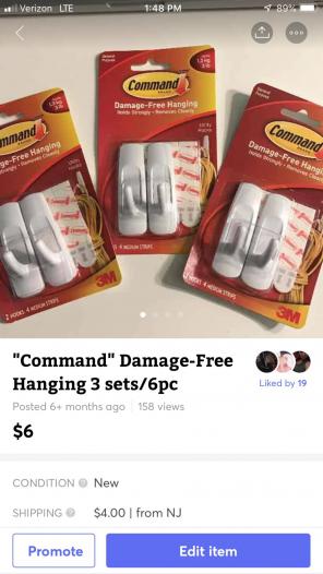 "Command" Damage-Free Hanging 3 sets/6pc