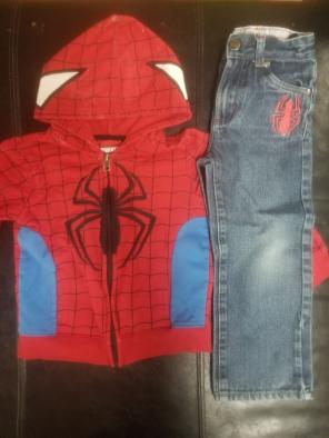 like new spider man hoodie + jeans