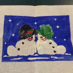 Mr. And Mrs. Snowman needlepoint canvas