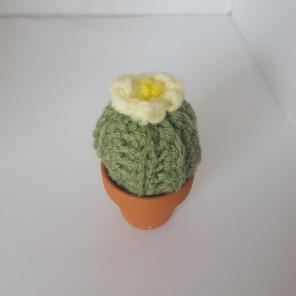 Crochet cactus with yellow flower