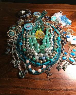 Lot Of Blue VTG & New Jewelry