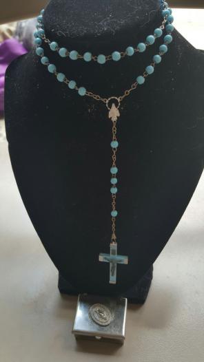 ROSARY BEADS BLUE WITH BOX