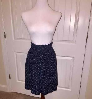 525 America Silk navy polka dot skirt