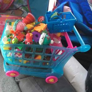 Shopkins shopping cart filled
