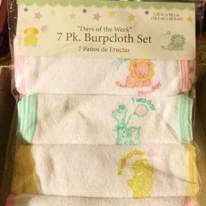 7 Pk. Burpcloth set "Days of the Week"