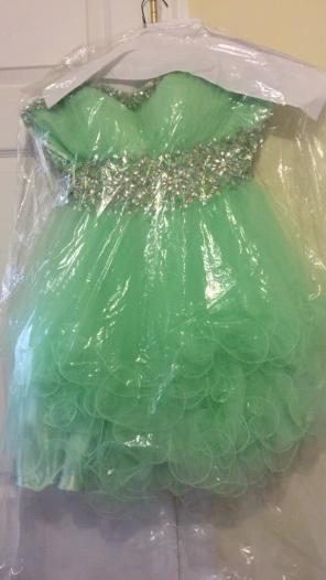 Embellished Green Mini Dress