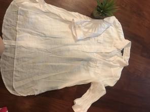 3/4 Sleeve White Button Up Blouse