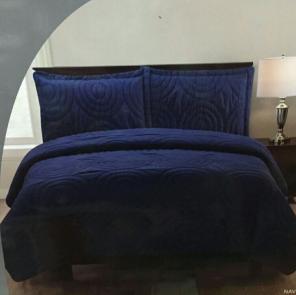 Navy Blue 3 pcs Bedspread Set