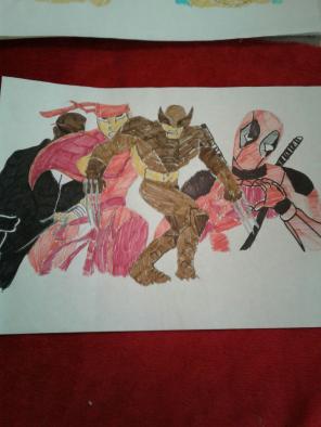 Wolverine, deadpool, elctria, blade 9x12