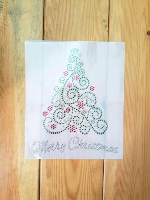 Merry Christmas Tree Crystal Iron On