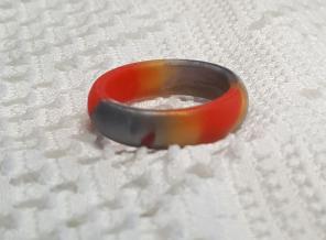 Metallic Silver Gold Red Silicone Ring