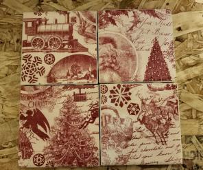 Vintage Christmas coaster set