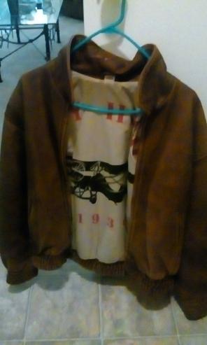 Brown leather pilot jacket