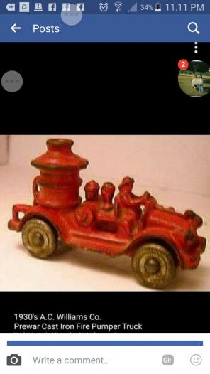 Old rate firetruck with man