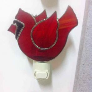Cardinal Night light, Stained Glass