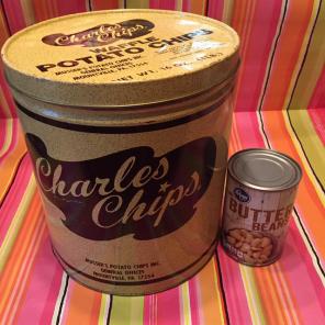 Vintage tin Charles chips Large