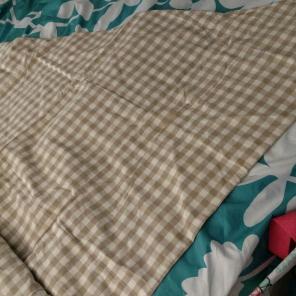 Gingham check shower curtain and curtain
