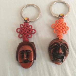 Hand carved Wooden mask keychains