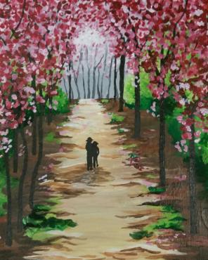 Pink blossom trees