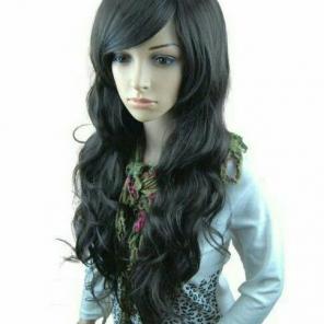 Black Fluffy Wavy Long Cosplay Wig