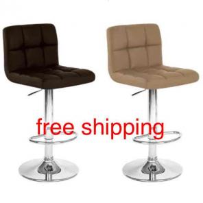 2x leather bar stools high swivel chair