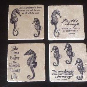 seahorse coasters with quotes
