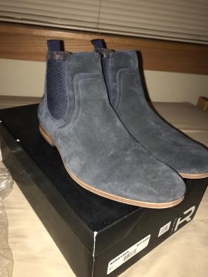 Navy Blue Suede Chelsea Boots