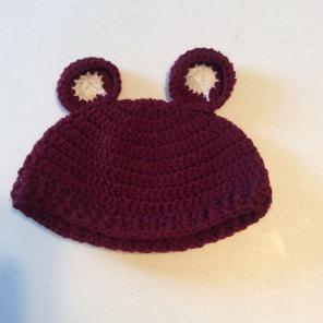 Burgundy Bear Knitted Hat For Kids