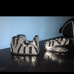 zebra bedazzled stapler & tape dispenser