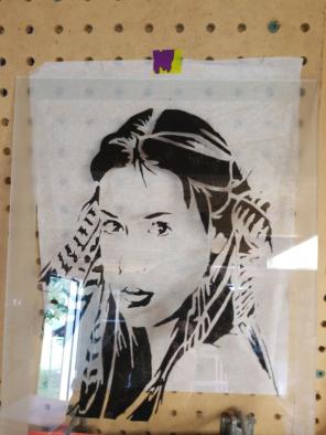 Native American Girl Glass Panel