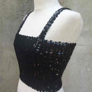 FREE SHIP Vintage Sequin Crop Top
