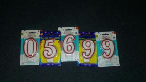 Lot of Red and White Number Candles