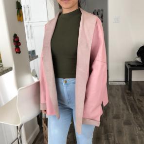 Pastel pink leather jacket