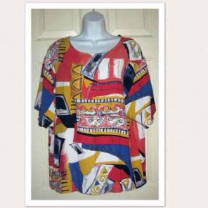 VTG 80s KAREN KANE Rayon Top XL