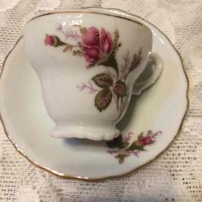 Demitasse pink rose teacup set