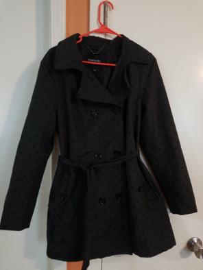 Relativity black polka dot rain jacket
