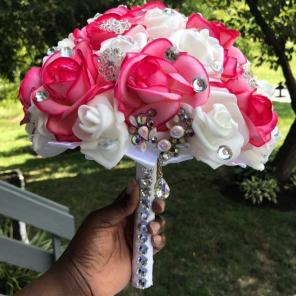 Keepsake Coral/White Bridal Bouquet 12"