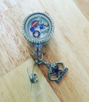 Cowboys Floating Charm Locket Id Badge
